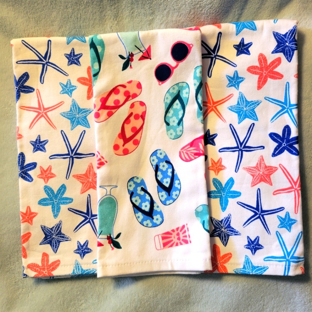Celebrate America Colorful Beach Summer Kitchen Dish Towels 3 Pack